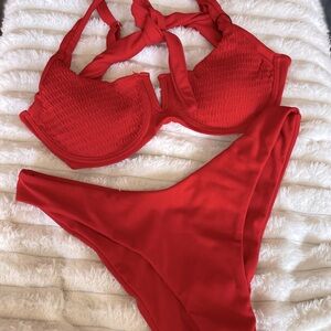 Zaful Vibrant Sexy Red Textured Bikini